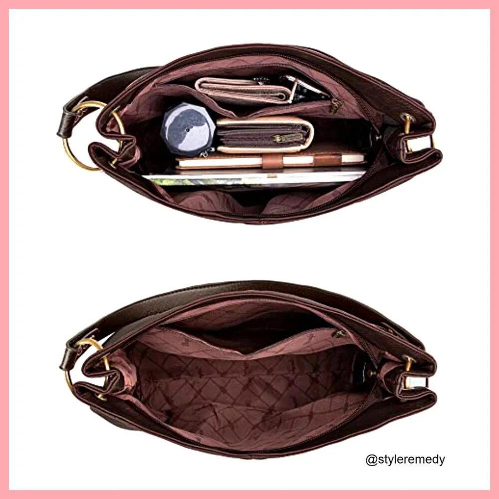 Vegan Leather Hobo Bag with Top Handle and Shoulder Strap